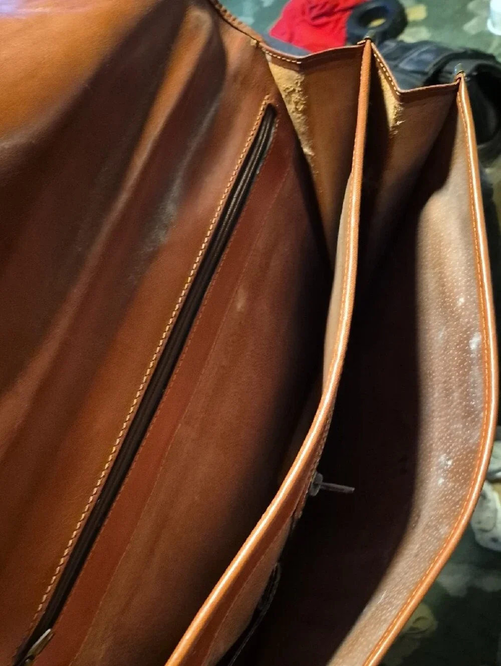 Men's Leather Briefcase Bag in Cognac Brown